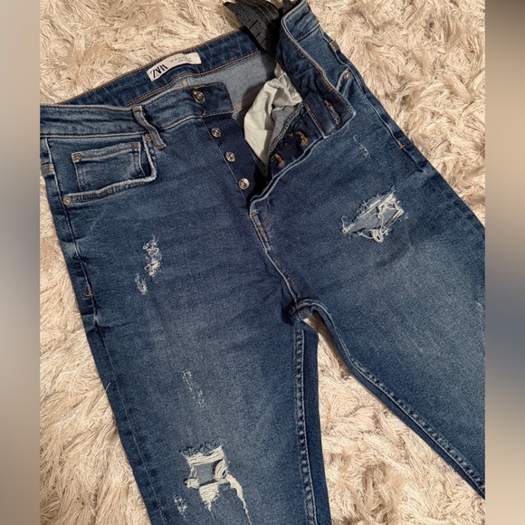 BOGO 🛍️ Zara Blue Distressed Skinny Jeans - Picture 4 of 9